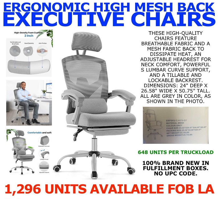 50592 - Ergonomic Grey Mesh Executive Office Chairs USA